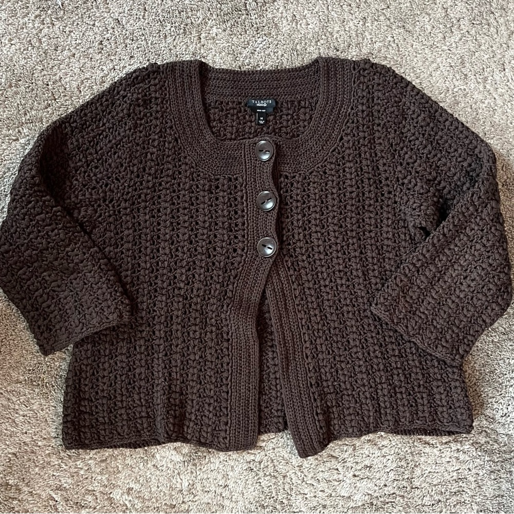 Talbots Brown Hand Knitted Cropped Sweater